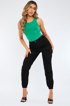 Black Cuffed Cargo Trousers - Genesis