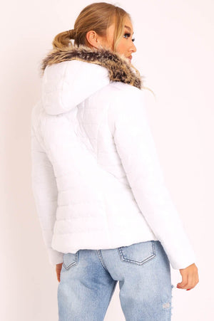 White Wet Look Puffer Coat - Soph