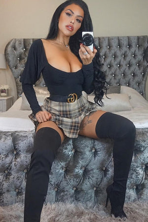Black Slinky Off Shoulder Crop Top - Danni