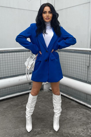 Cobalt Blue Oversized Blazer Dress - Janell
