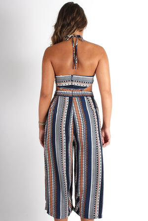 Lauren Blue/Orange Aztec Stripe Jumpsuit