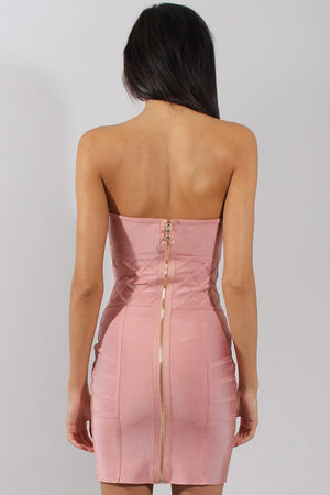 Pink Bandage Bandeau Mini Dress - Cherise