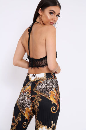 Black Lace Halterneck Bralet - Clem