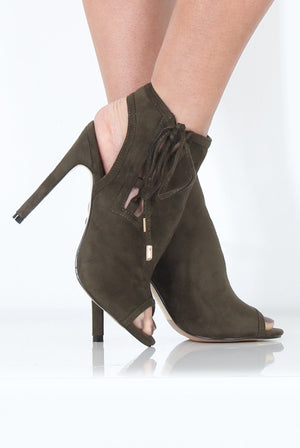 Khaki Peep Toe heels - Corrine