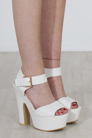 Kali White PU Platform Heels