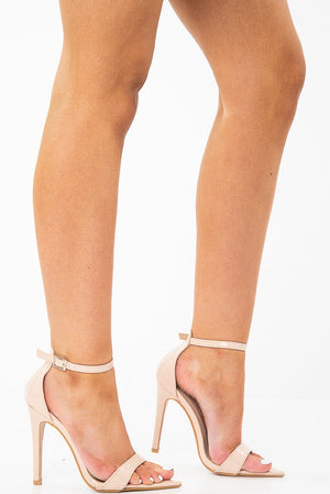 Nude Patent Pointed Toe Barely There Heels - Berklee