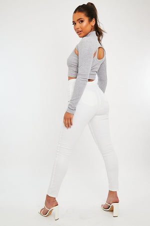 White High Waist Stretch Jeggings - Annaliza