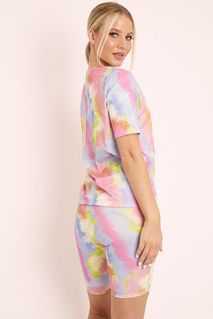 Pink Tie Dye T-shirt and Cycling Shorts Co-ord - Emmalin
