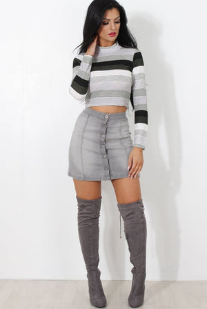 Adele Khaki And Black Striped Top