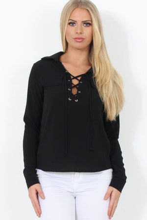 Black Tie Front Blouse - Becky