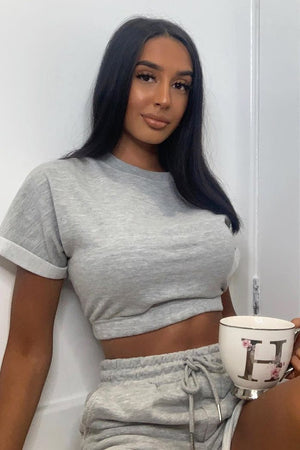 Grey Sweat Top Shorts Loungewear Co-ord - Indee