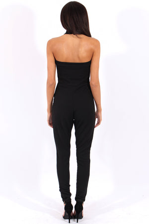 Black Halterneck Cage Detail Jumpsuit - Mandy