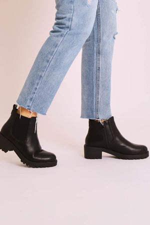 Black PU Leather Chelsea Style Ankle Boot - Jeanie