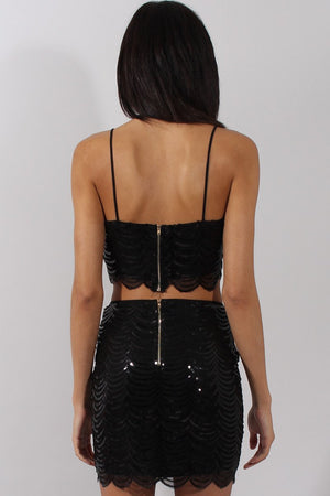 Black Sequin Crop Top - Lyle
