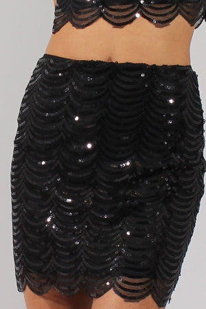 Black Sequin Crop Top - Lyle