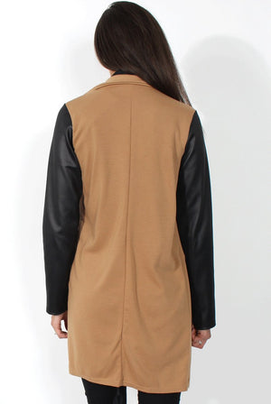 Karina Camel PU Long Jacket