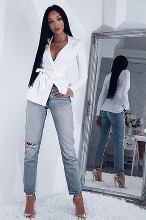 White Belted Blazer - Kenna