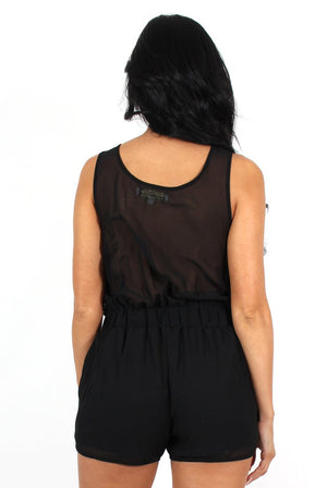Kez Black Sequin Playsuit