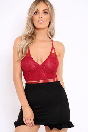 Black Suedette Frill Hem Mini Skirt - Misse