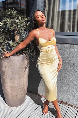 yellow midi bodycon dress HELLO MOLLY Perfect Entrance Bandage Midi Dress Yellow
