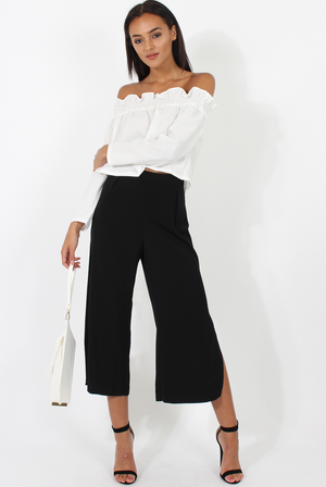 Black Side Slit Culottes - Odette