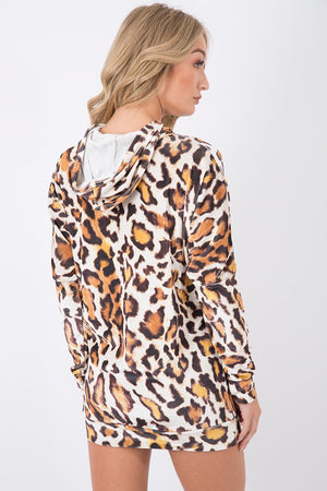 Leopard Print Velvet Oversized Hoodie - Reagan