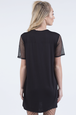 Black Ride Or Die Slogan Mesh T-Shirt Dress - Darcie