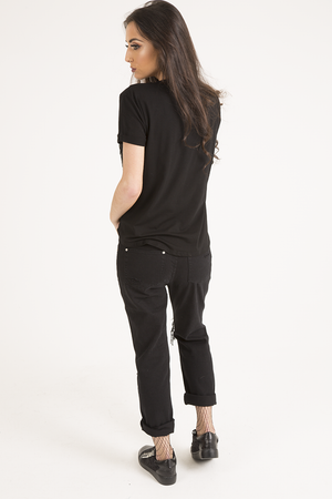 Black Reversible Sequin 'Love' Slogan T-Shirt - Ida