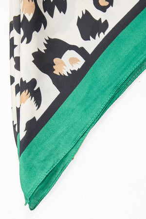 Leopard Green Colour Block Scarf - Priscella