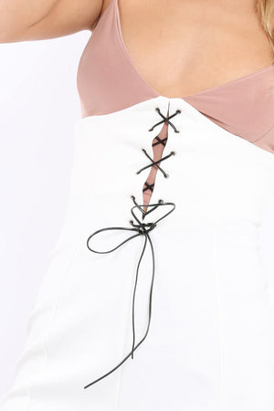 White Corset Lace Midi Skirt - Elise