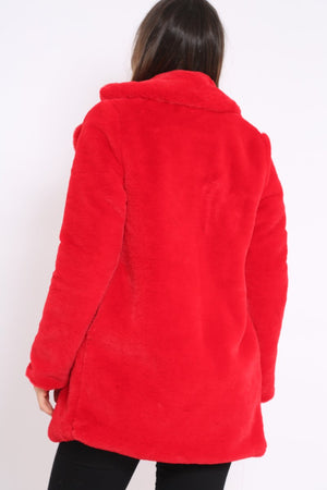 Red Faux Fur Coat - Kinleigh