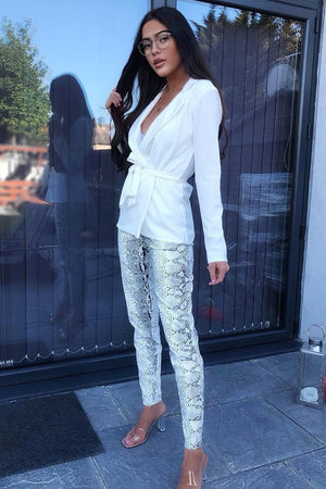 White Belted Blazer - Kenna