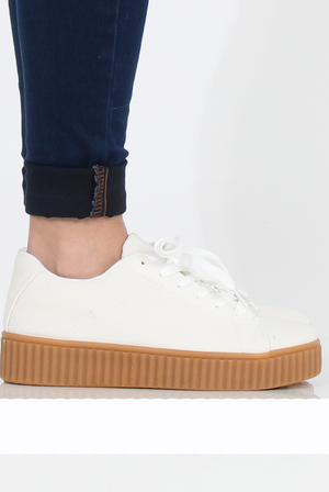 White Suede Gum Sole Creepers - Sandy