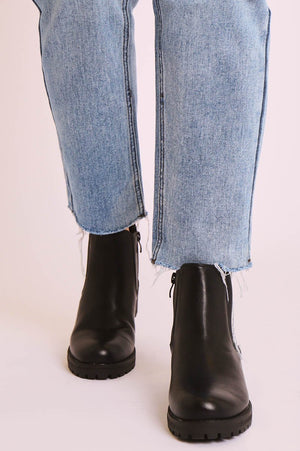 Black PU Leather Chelsea Style Ankle Boot - Jeanie