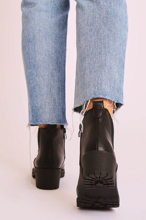 Black PU Leather Chelsea Style Ankle Boot - Jeanie