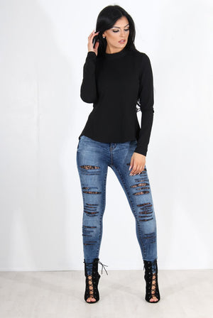 Jojo Black Tie Back Top